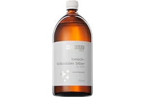 Vitabay Niveau de pureté colloïdal 99,99% Flacon en verre ambré à dosage élevé (argent colloïdal 50 ppm) (1L (paquet de 1))