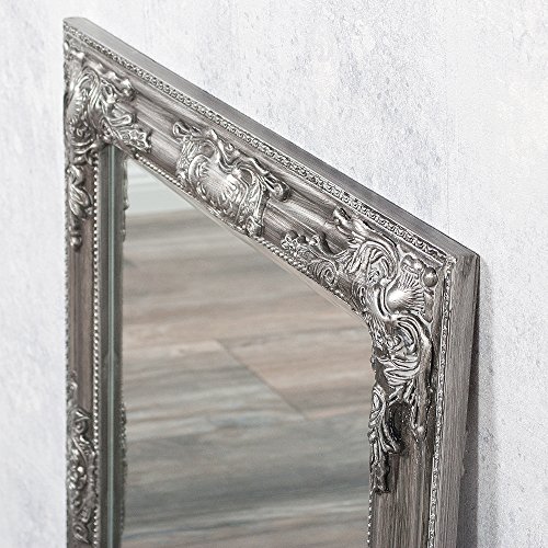 WANDSPIEGEL BAROCK POMPÖS SPIEGEL Bessa 70x50cm ANTIK SILBER DESIGN HOLZRAHMEN - 5