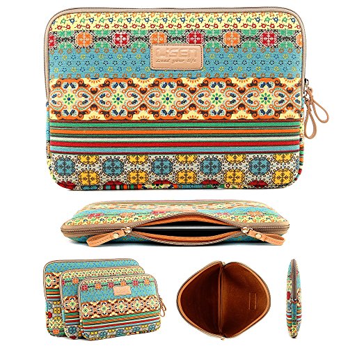 Laptophülle, Original UrCover® Laptop-Tasche aus Leinen im Canvas Bohème Look Netbook iPad Air 2 Laptop-Tasche Notebook Hülle LifeBook-Tasche 10 Zoll - 4