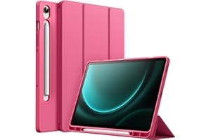 JETech Etui dla Samsung Galaxy Tab S10 Lite / S10 FE / S9 FE 10,9 Cala z S Pen Uchwytem, Miękka TPU Składana na Trzy Części Podstawkę Ochronna Osłona Tabletu, Obsługa Ładowania S Pen (Różowy)