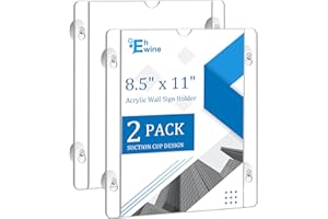 EHWINE Paquete de 2 soportes acrílicos para letreros de ventana de 8.5 x 11 pulgadas con 4 ventosas, marcos acrílicos transparentes para puerta, montaje en pared, soporte de letrero publicitario para