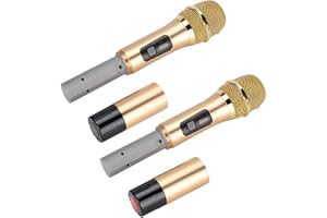 DENASH Micrófono inalámbrico, 1 a 2 UHF portátil Micrófono inalámbrico de Mano Micrófono Universal de Alta captación con Mini Receptor Bluetooth Micrófono dinámico de Karaoke