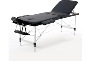 Panana Portable Massage Table Folding Lightweight Beauty Salon Spa Bed Therapy Couch (Black, 60cm Width 3 Section Aluminum)