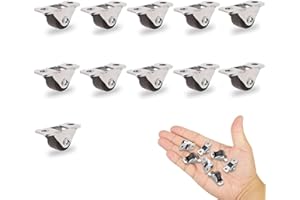 WITBICG Ruedas Muebles, 11 Piezas Rodas Movimentar Moveis, 1,27 cm Mini Ruedas Pequeñas Perfil Bajo, No Giratorio Ideal Para Muebles, Carritos y Proyectos De Bricolaje (Sin Tornillos)