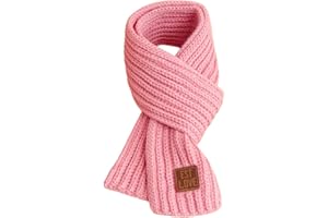 Toumett Kids Scarf,Kids Autumn Winter Knit Scarves,Boys Girls Scarf,Soft Knitted Neck Warmer Kids Scarf,Black/White/Pink Solid Scarf