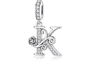 HappyStar Lettre Charme de L'alphabet Argent Sterling 925 Rose Alphabet Initial Dangle Charm Pendentif Charms Fit pour Pandora and bracelet européen