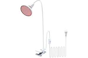QIANYAN 660nm Rotlichtlampe für Gesicht, Tiefrotelampe Wärmelampe Einstellbarer Winkel mit Klemme, 360° Schwanenhals 200 LEDs Rotlicht für Gesicht Muskel Rücken