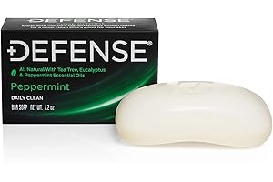 Defense Soap Peppermint 4 Ounce Bar (Pack of 2) - 100 Percent Natural Pharmaceutical Grade Tea Tree Oil and Eucalyptus Oil, Green, 1