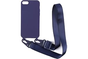 2NDSPRlNG Coque avec Collier Compatible avec iPhone 6/7/8/iPhone SE 2020/iPhone SE3 2022,Tour de Cou Lanière en Corde Pendentif Housse Silicone Souple Case,Bleu