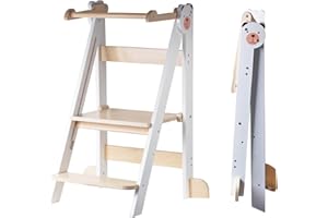 Buddy Baby • Torre di apprendimento pieghevole e Torre di aiuta in cucina • 36 mesi a 5 anni • Base regolabile in altezza • Pieghevole • Ringhiera di protezione • Supporti laterali