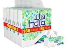 Hala Soft and Strong Facial Tissue 180-Sheets 50 Pack, White
