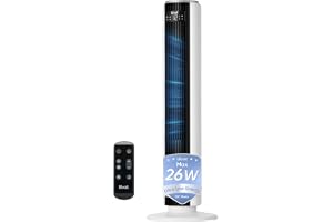 Levoit 20dB Silent Tower Fan, 5.5W-26W Energy Saving Fan for Bedroom & Home, Powerful Cooling with DC Motor, 4 Modes 12 Speed