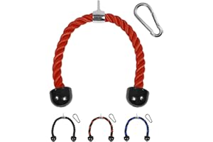 Yes4All Deluxe Tricep Rope Cable Attachment,68.6 & 91.4 cm, Exercise Machine Attachments Pulley System Gym Pull Down Rope with Carabiner, Loading Pin 2.5 cm and 5.1 cm Weight Plate