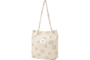 Funtlend Cord Umhängetasche Damen Groß Cord Tasche Damen Cordtasche Cord Shopper Handtasche Schultertasche für Uni Arbeit Mädchen Schule Büro