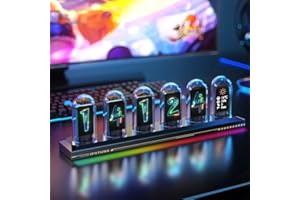 Sikai Nixie Tube Clock - Calendario y Hora, Foto Personalizada, múltiples Modos Disponibles, Luces y Pantalla Ajustables Mediante App, Nixie Tube Clock USB-C (Base RGB)