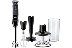 Braun MultiQuick 5 MQ5237BK Hand Blender, Mixer, BPA-Free Plastic Beaker, Dishwasher Safe Wand, Splash Control - Black