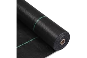 MLZPU 2m x 25m Heavy Duty Weed Control Membrane Garden Weed Barrier Fabric for Landscaping Driveway Gravel Artificial Grass Lawn Underlay Gadern Patios Garden Flower beds, Black Woven Ground Cover