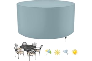 FYHDSH Funda para Mesa de Jardin, Cubierta Redonda para Muebles de Jardín, Funda Protectora Muebles Resistente al Polvo para Sofa de Jardin, Protección contra los Rayos UV y la Nieve(Φ60×H40cm)-Gris