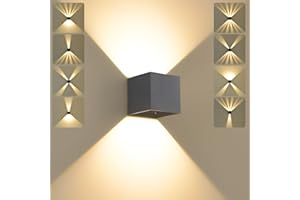 SANSHI LED Wandleuchte Innen/Aussen,12W Außen Lampe,IP65 Wasserdichte Wandlampe,3000K Warmweiß Aussenlampe,Modern Aussenleuchte,Garten Außenleuchte mit Up Down Einstellbar Abstrahlwinkel,Dunkelgrau
