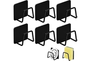 LANSKYLAN 6 Pezzi Porta Spugna Supporto per Spugna in Acciaio Inox Supporto per Lavello Autoadesivo Porta Spugna Lavello Cucina Portaspugna Ganci a Parete per Conservazione Spugne Strofinacci, Nero