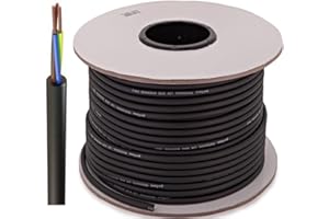 BYSON 318 Flex Round Black Flexible Rubber Cable - Indoor/Outdoor (15 Meters, 3 CORE 0.75MM)