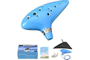 LIEKE Ocarina 12 Hole Alto C Ceramic Ocarinas, Musical Instrument, Gift for Beginners Adults with Display Stand Song Book Neck-Strap Bag (Light blue)