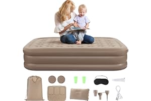 DEWINNER Single Air Bed,Single Inflatable Mattress with Built-in Electric Pump and 1*Pillow,Quick 3-Min Inflation/Deflation,Blow Up Bed,Flocked Surface,Bed for Home,Camping and Guests(90x190x40)