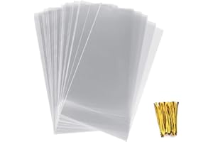 ‎ANSTORE Anstore 100 Bodenbeutel, 180 x 300 mm 0PP Beutel Keksbeutel Kekstüten Gebäckbeutel Klarsichtbeutel Folienbeutel Zellophanbeutel Zellophantüten mit 100 Metallischen Bindebaender