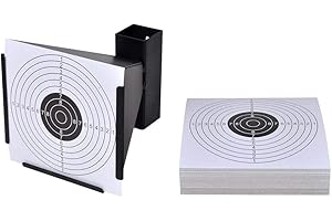 Tidyard Soporte para Blanco de Tiro con 100 Dianas de Papel de 14cm para Entrenamiento o Práctica de Disparos,Automaticamente Atrapa Los Casquillos,14.5x17.5x14cm