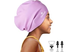 Vanocat Extra Große Badekappe Kinder Lange Haare, wasserdichte Badekappe Mädchen Jungen, Bademütze Schwimmkappe Kinder für Langes, Dickes, Lockiges Haare und Dreadlocks-Zöpfe, Webt Afro-Haar