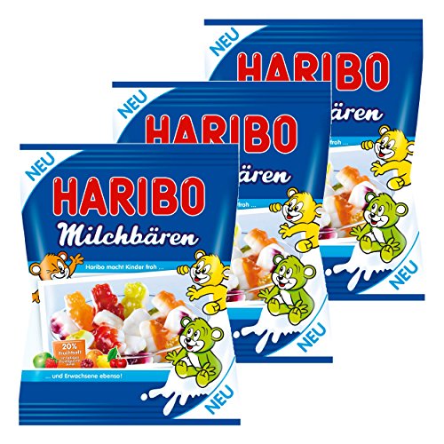 Haribo Milchbären, 3er Set, Gummibärchen, Weingummi, Fruchtgummi, Milchgummi, 3 Beutel zu je 175 g Haribo Milchbären, 3er Set, Gummibärchen, Weingummi, Fruchtgummi, Milchgummi, 3 Beutel zu je 175 g