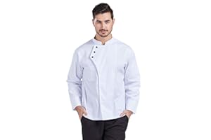 Nanxson Giacca da Chef Manica Lunga Giacche da Cuoco Uomo Donne Nero CFM0057