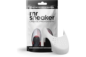 MrSneaker 2 Pairs Shoe Crease Protectors, Anti Wrinkle Toe Box Crease Guards, Shoe Crease Guards for Air Force 1, Air Jordan. (7-12, White)