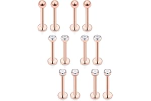 Mayhoop 16G Piercing Oreja Tragus Helix Acero Quirúrgico Bola Zircón Labio Labret Studs Anillo de Labios Daith Cartílago Mujer Hombre Joyería de Piercing 8mm