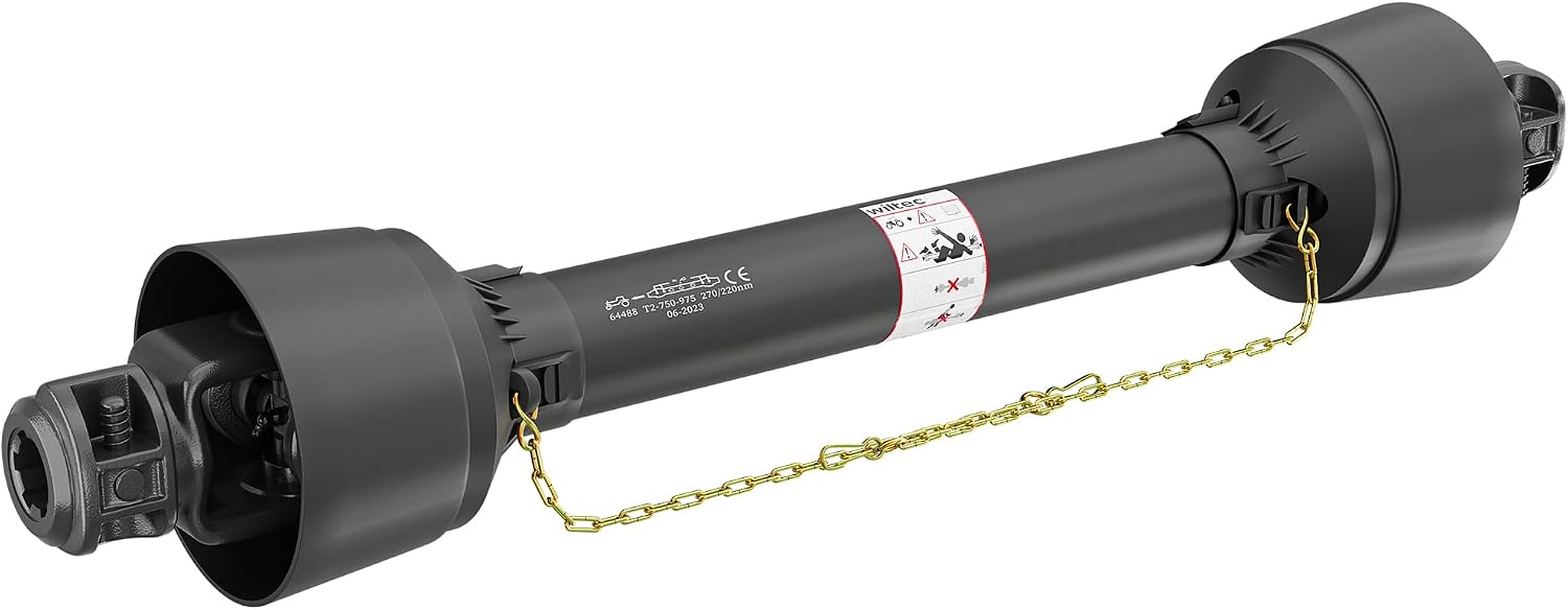 WilTec Toma de Fuerza T2 Eje transmisión cardán 750mm 270Nm 540rpm PTO 23kW (31CV) 2X 1 3/8" 6 Dientes