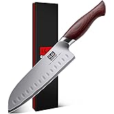 SHAN ZU Coltello da Cucina 18 cm, Coltello Santoku Giapponese in Acciaio ad Alto Tenore di Carbonio 10Cr15Mov con Lama Ultra 