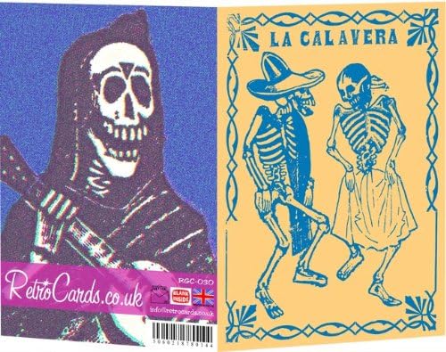La Calavera, Mexican Skeletons - Blank Greeting Card by RetroCards