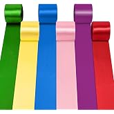 6 Rolls Multicolor Satin Ribbon, 50mm Rainbow Wide, 10 Meters Large Silk Satin Garland Gift Wrapping Wide Fabric Ribbons Colo