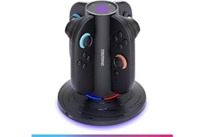 Oniverse Joy-Con Ladegerät für Switch 2 - Schnelllade-Station für 4 Joy-Cons kompatibel mit Nintendo Switch 2, USB-C Stromversorgung, Rote/Blau LED-Anzeigen, Zubehör mit 10 Beleuchtungsmodi