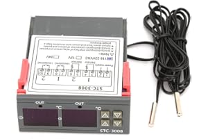 Cyfrowy Regulator Temperatury Termostat STC-3008 z Podwójną Sondą NTC do Lodówki, Szklarni i Akwarium(110‑220V)