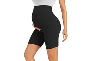 VALANDY Creamlush Maternity Shorts Over The Belly Pregnancy Biker Shorts Lounge Yoga Pants (S-XL)