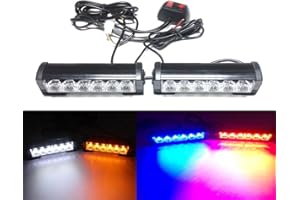 Viktion 12W 2*6 LEDs Feux de Pénétration Lumière Stroboscopique Eclairage clignotant à 7 modes pour Voiture camion véhicule SUV DC12V (Blanc)