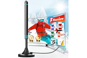 BIGEFEIXU Antenna TV Interna Digitale 4K – Ricezione fino a 250 km, HDTV Ultra HD, Facile Installazione, Cavo Coassiale 5m, Compatibile con Smart TV (B011)