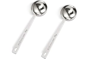 KALIONE Cucchiaio da caffè 30 ml, 2 cucchiaini da caffè in acciaio inox, cucchiaini da caffè, cucchiaini da caffè con manico lungo, per misurare ingredienti secchi e liquidi, fondi da caffè, fagioli, spezie