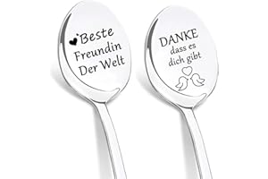 DIKARIYA Ostergeschenk für Beste Freundin, 2er Kaffeelöffel mit Gravur Edelstahl Liebeslöffel, Geschenk für Beste Freundin, Coole Geschenke Geburtstagsgeschenk Freundschaftsgeschenke für Freundinnen