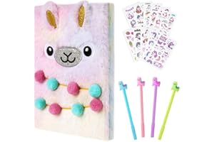 OFFCUP Quaderno Peluche con Unicorno, Diario Segreto, Unicorno Bambina Regalo, Set di Diari per Bambine con 4Pcs Penna Gel Carina e 10Pcs Adesivi Unicorno, Set Cancelleria Scuola per Scrivere Disegni