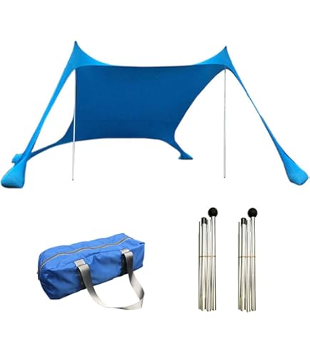 Tenda Da Spiaggia Con 4 Sacchi Di Sabbia, Picchetti Per Il Terreno E Borsa Da Trasporto Rifugio Solare Portatile 2 Colori