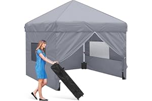 MELODYBLUE Gazebo, Pop Up Gazebo 2.5x2.5 with Coated Thincken Steel Frame, Party Tent Waterproof, 50+UV Protection, Included Roller Bag for Party, Camping, Outdoor Activities - Grey
