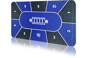 Amrocky Professional Poker Mat 120 x 60 cm, 8 Player Portable Rubber Texas Hold'em Poker Table Top Layout w/Carrying Bag to Play Cards, Poker Games, Blackjack, Casino