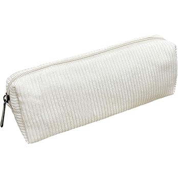 White Corduroy Pencil Case - Retro Student Storage Bag - Solid Color School Pencil Case : Amazon.co.uk: Stationery & Office Supplies